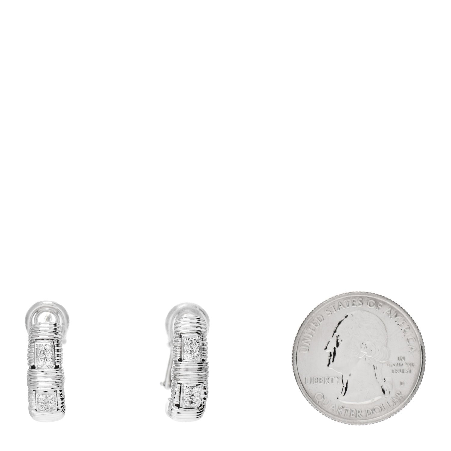 Roberto Coin 18K White Gold Diamond Narrow Appassionata Earrings 2 of 5