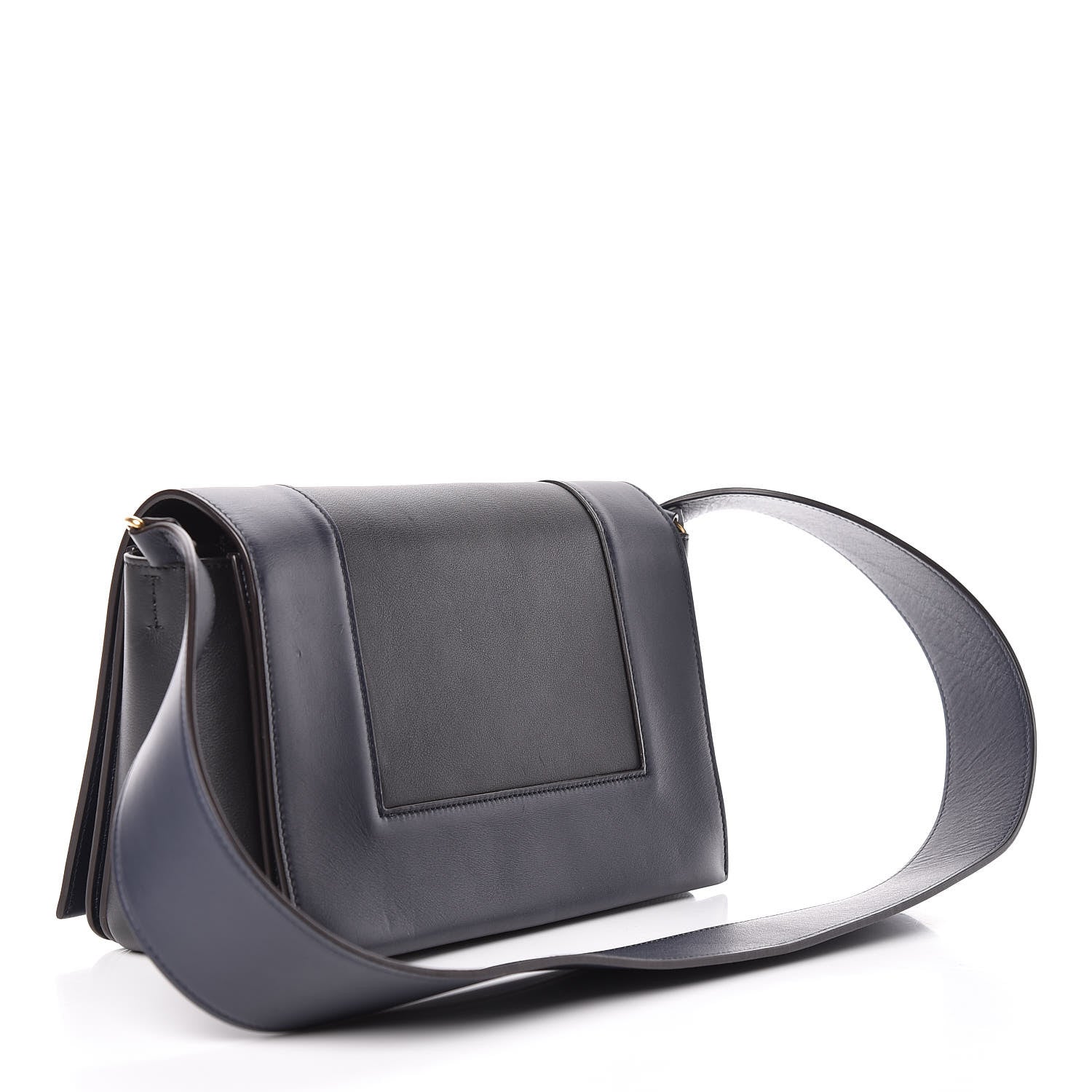 Celine Shiny Smooth Calfskin Medium Frame Shoulder Bag Black Navy 3 of 10