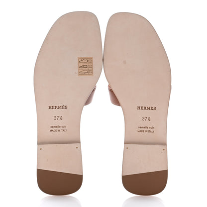 Hermes Box Calfskin Oran Sandals 37.5 Gold 5 of 10