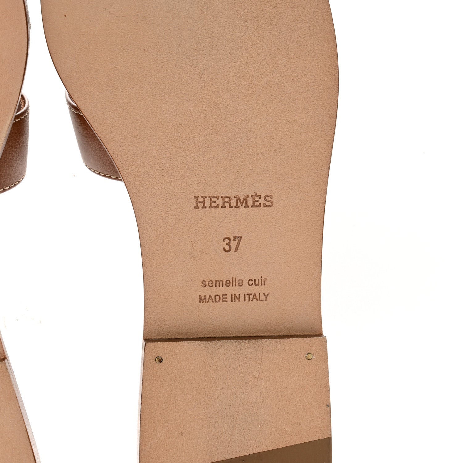 Hermes Box Calfskin Oran Sandals 37 Gold 6 of 11