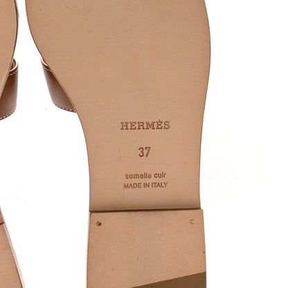 Hermes Box Calfskin Oran Sandals 37 Gold 6 of 11