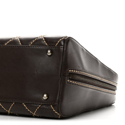 Chanel Calfskin Wild Stitch Vertical Top Handle Bag Brown 10 of 13