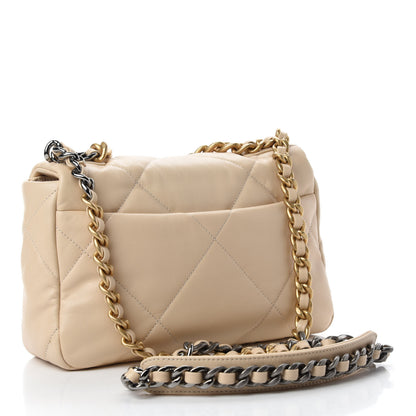 Chanel Lambskin Quilted Medium Chanel 19 Flap Beige 3 of 10