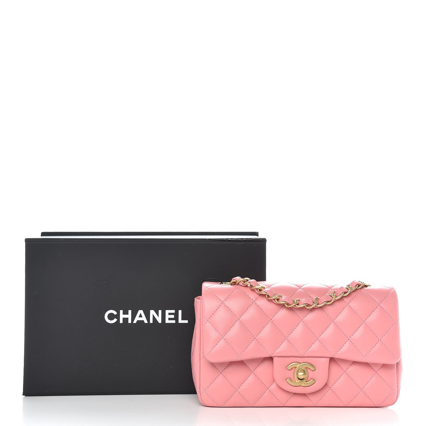 Lambskin Quilted Mini Rectangular Flap Pink