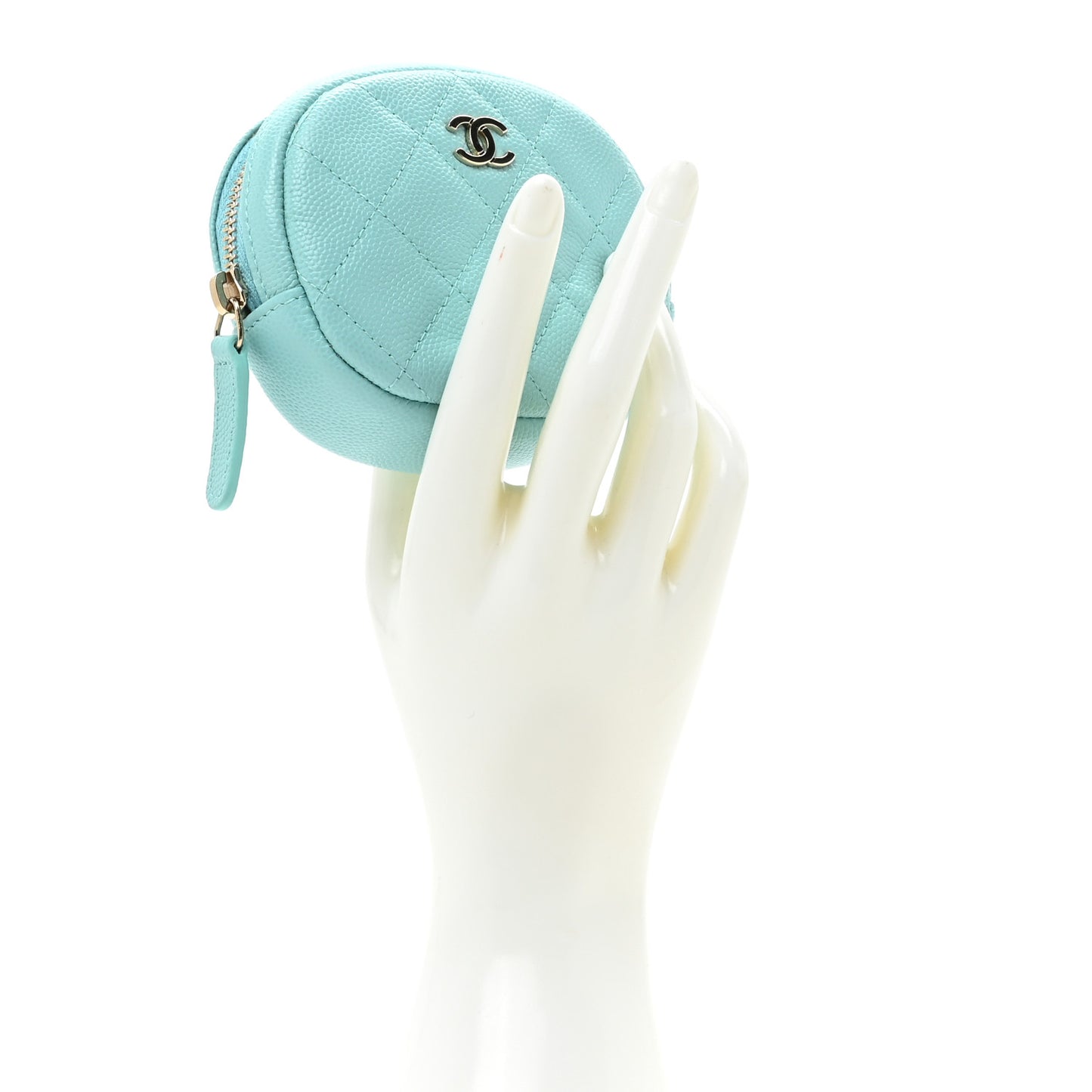 Caviar Quilted Zip Around Classic Coin Purse Light Blue