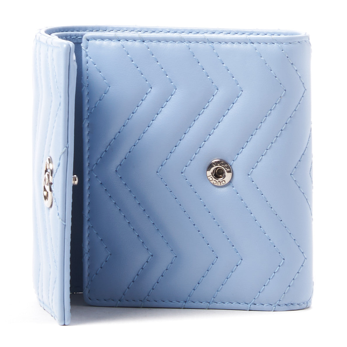 Calfskin Matelasse GG Marmont Medium Wallet Porcelain Light Blue