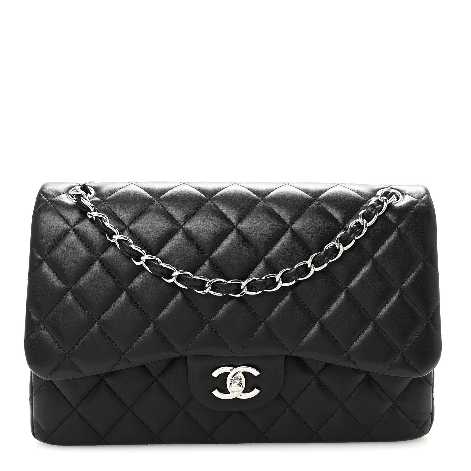 Chanel Lambskin Quilted Jumbo Double Flap Black 1 of 10