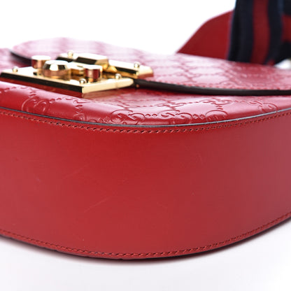 Gucci Guccissima Web Medium Padlock Messenger Shoulder Bag Hibiscus Red 10 of 11