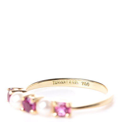 Tiffany 18K Yellow Gold Ruby Pearl Ring 46 3.75 5 of 5