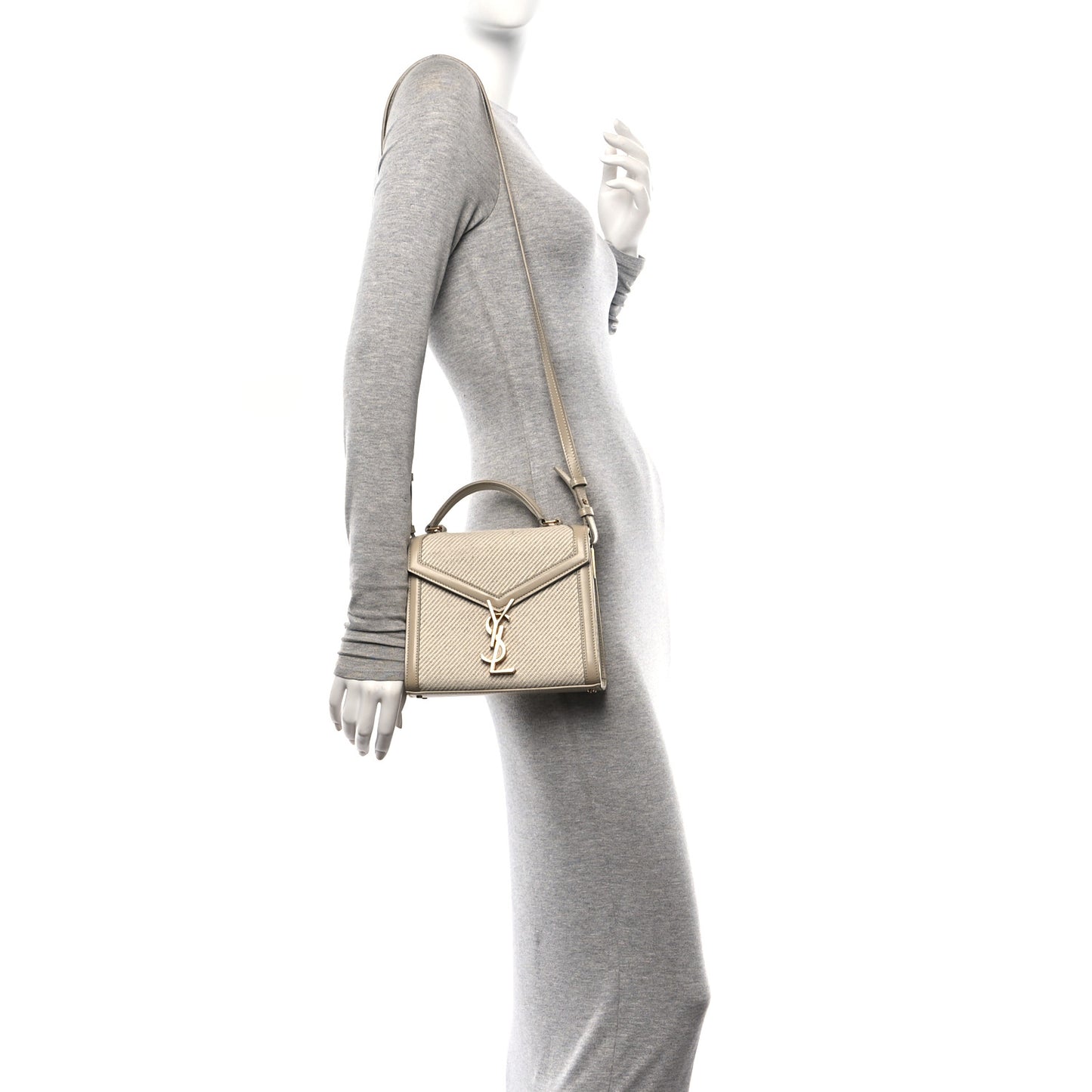 Canvas Calfskin Mini Classic Monogram Cassandra Top Handle Beige Cream