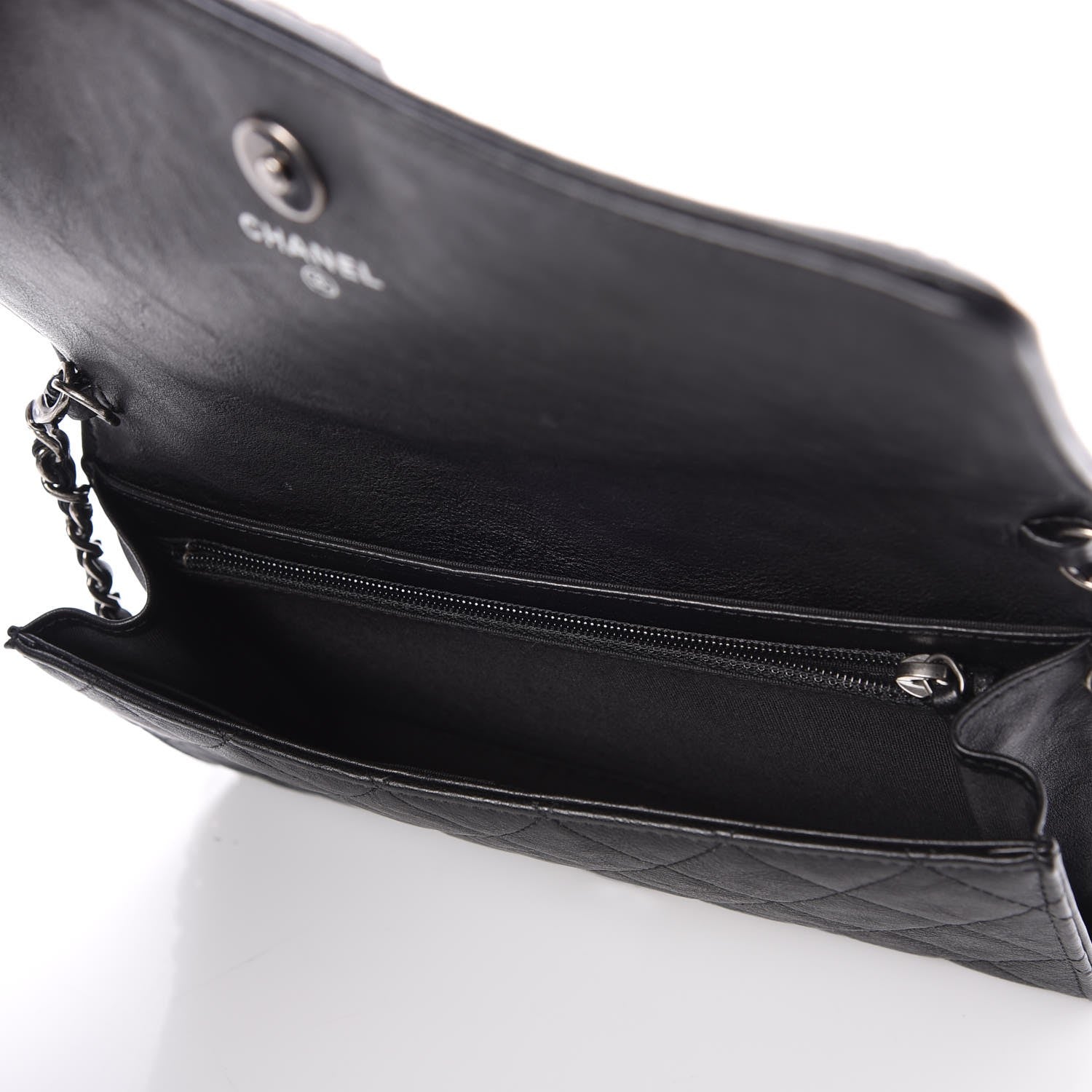 Chanel Calfskin Quilted Chain Around Boy Wallet On Removable Chain WOC Black 5 of 9