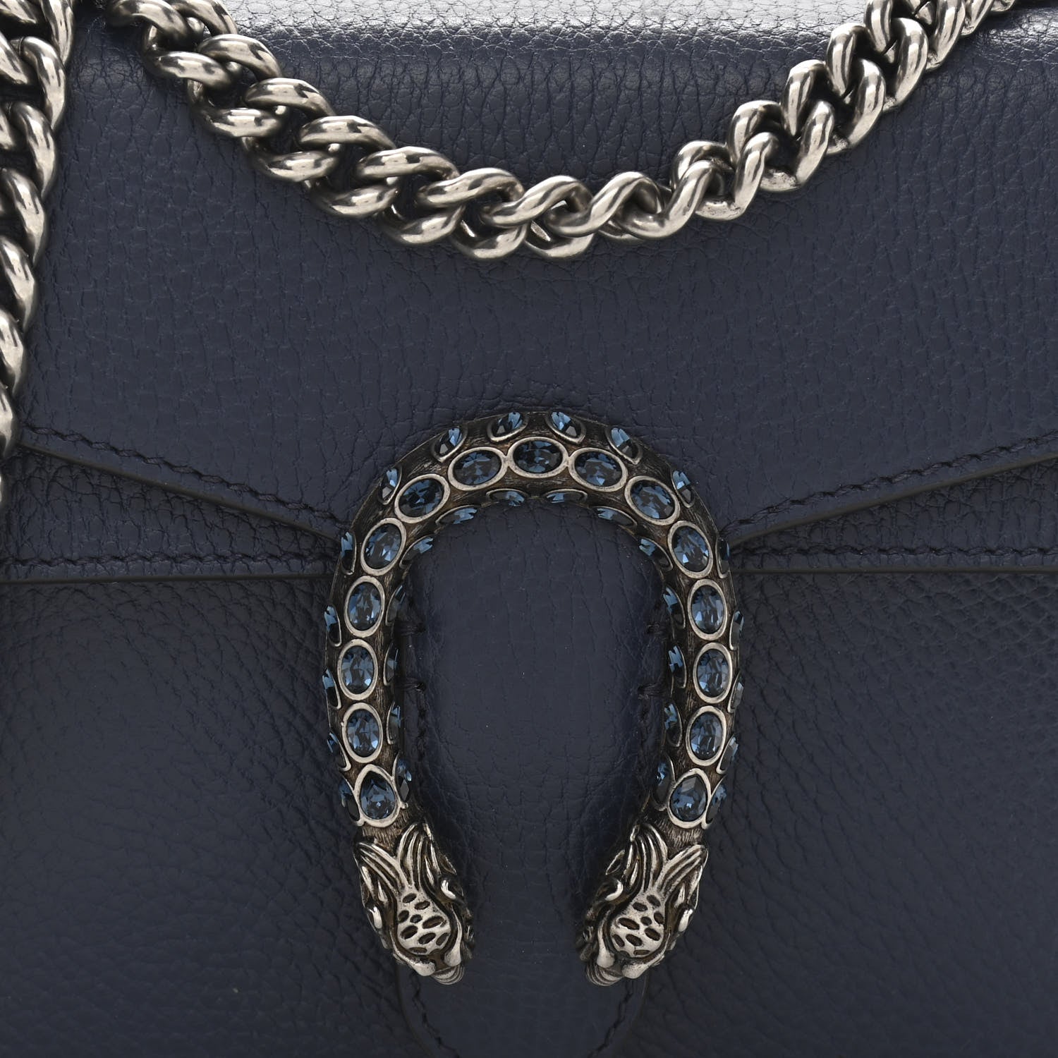 Gucci Dollar Calfskin Crystal Mini Dionysus Shoulder Bag Blue Agata Montana Sapphire 9 of 11