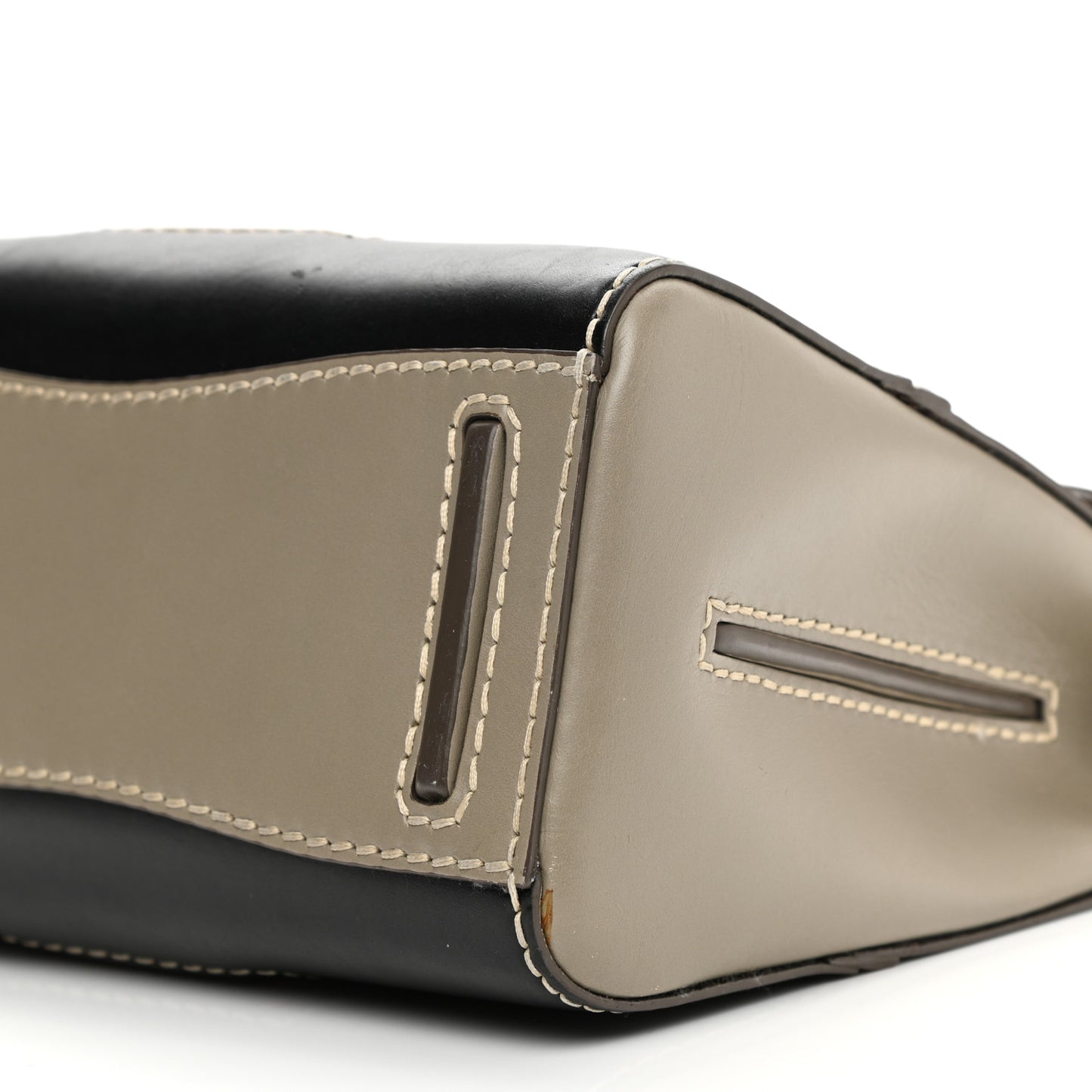 Vitello Tri-Color Medium Sound Top Handle Satchel Grigio Black