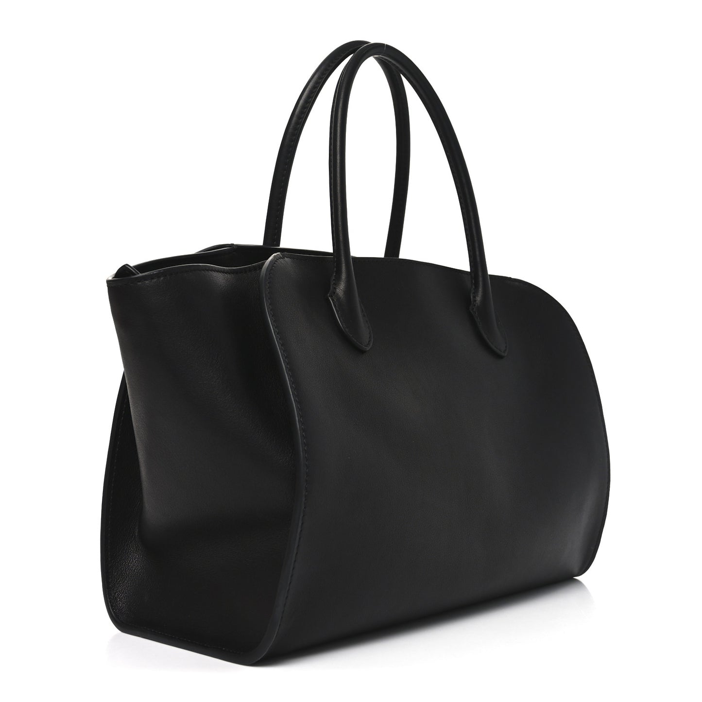 Polished Saddle Calfskin Marlo 12 Tote Bag Black
