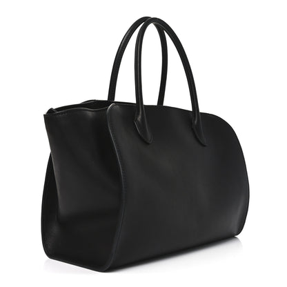 The Row Polished Saddle Calfskin Marlo 12 Tote Bag Black 3 of 9