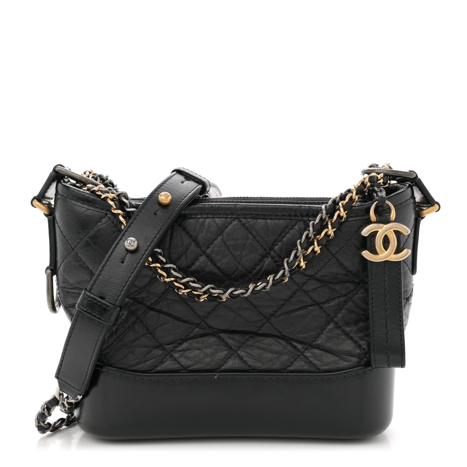Chanel Aged Calfskin Quilted Small Gabrielle Hobo Black 1 of 14