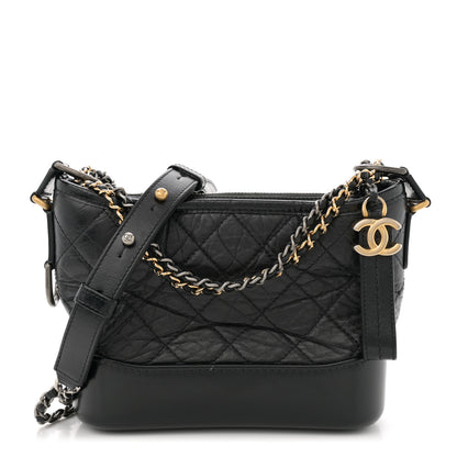 Chanel Aged Calfskin Quilted Small Gabrielle Hobo Black 1 of 14