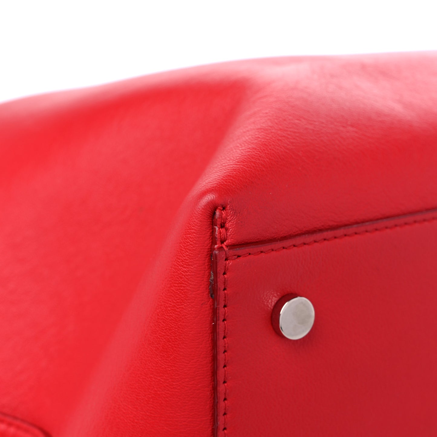 Calfskin Crystal Buckle Shopping Tote Red