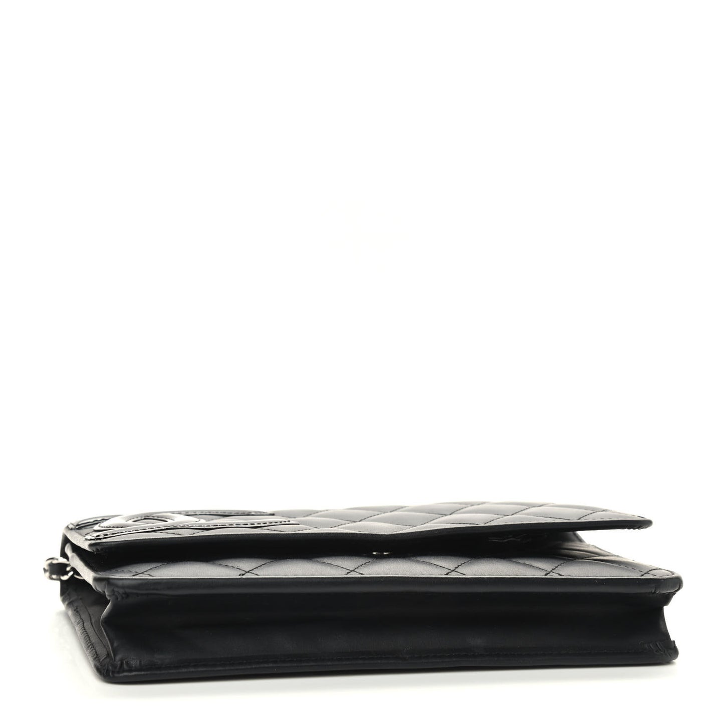 Calfskin Quilted Cambon Wallet On Chain WOC Black