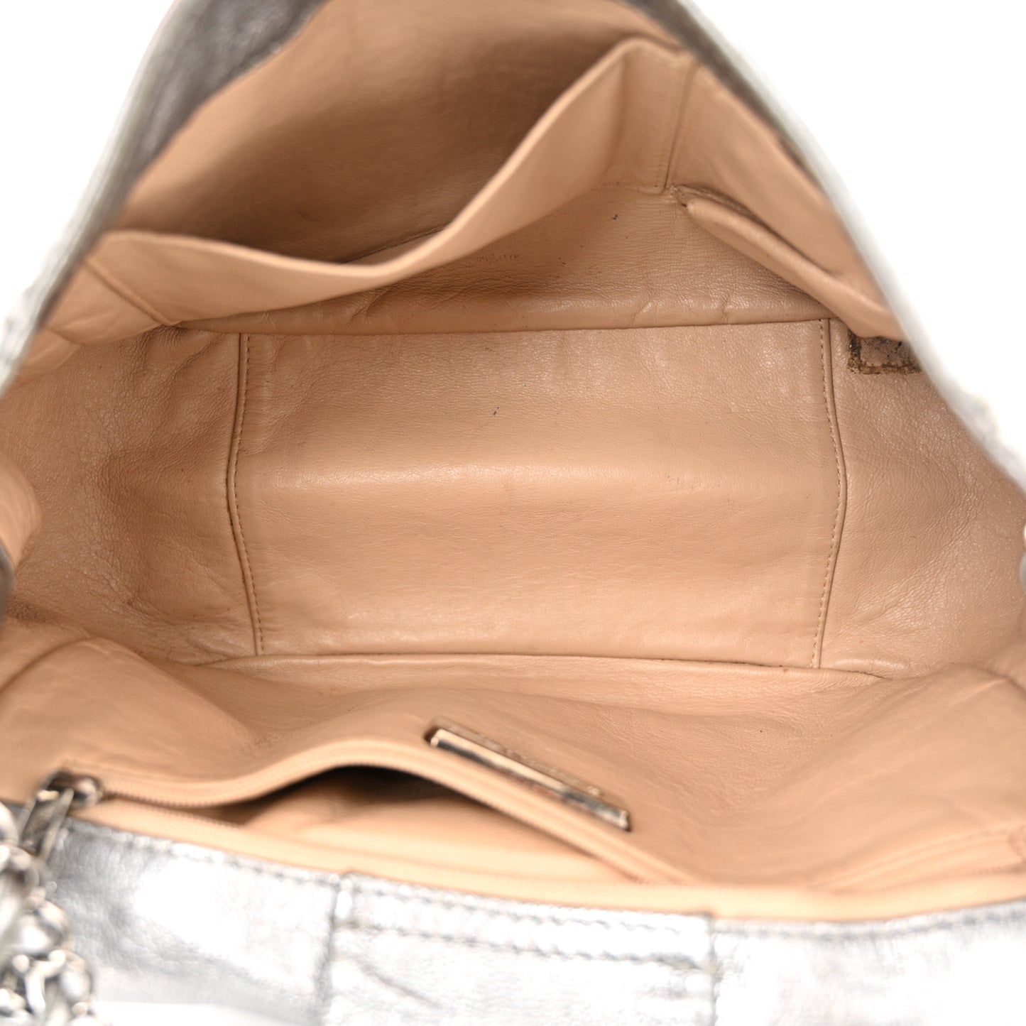 Metallic Deerskin Luxe Ligne Flap  Silver