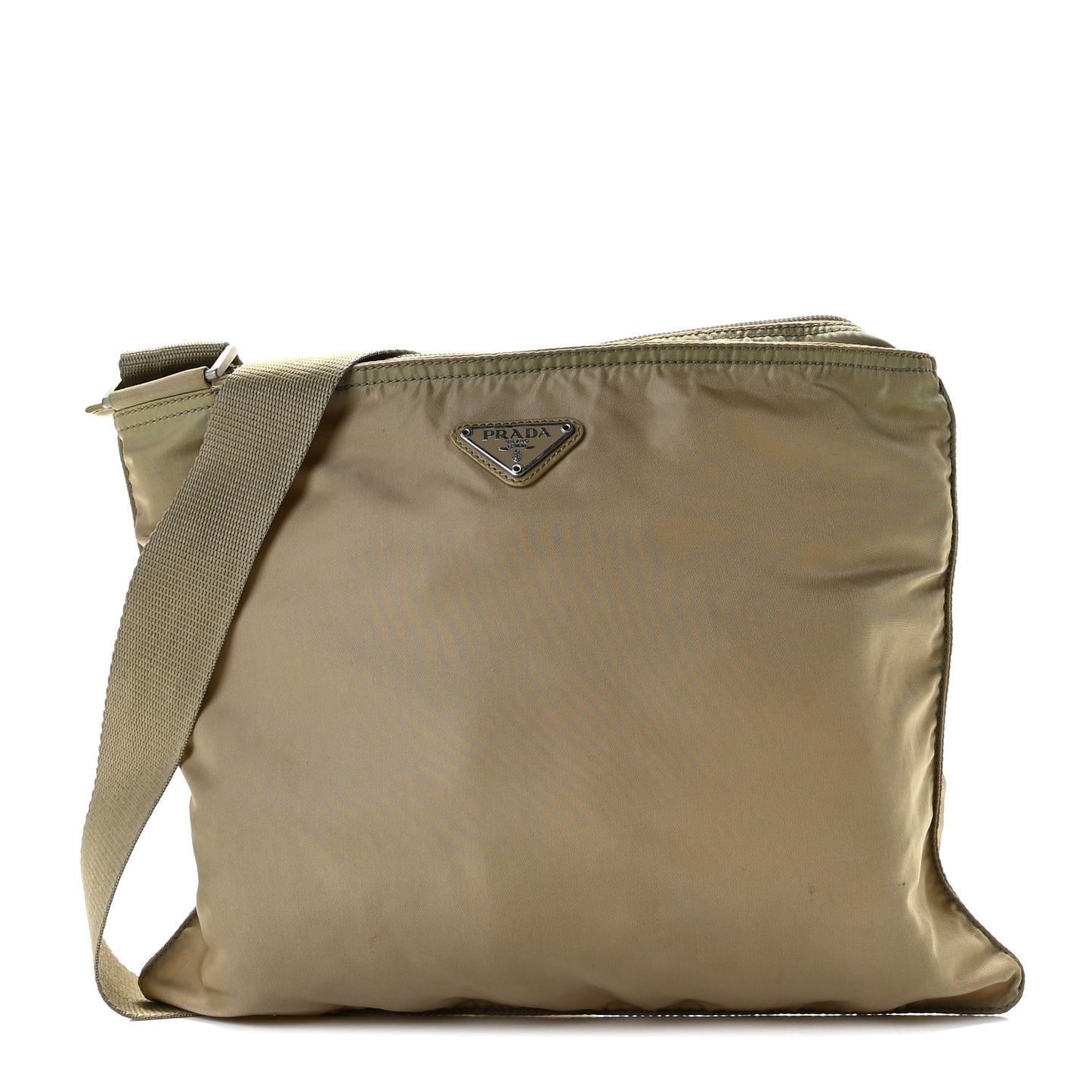 Tessuto Nylon Flat Messenger Bag Green