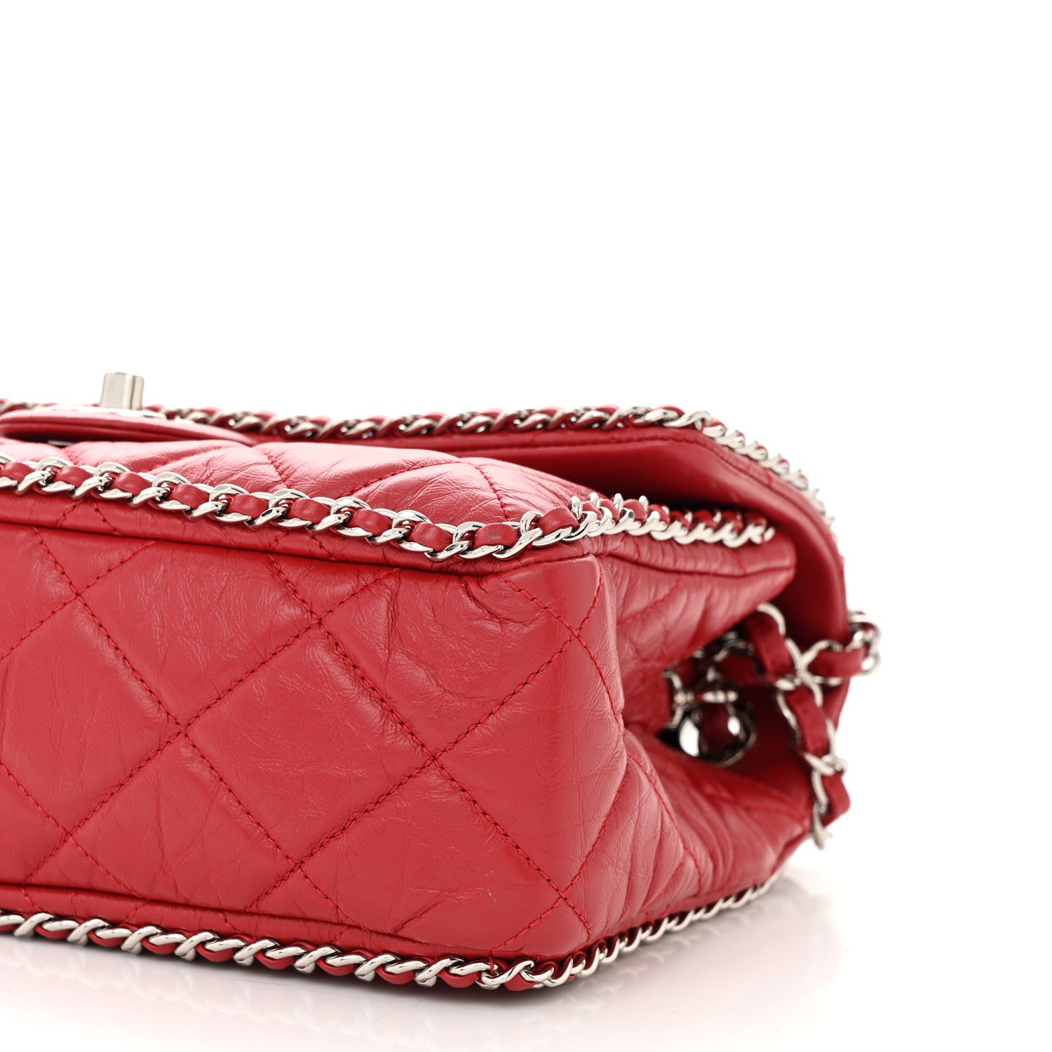Chanel Crumpled Calfskin Medium Chain All Over Flap Red 10 of 10
