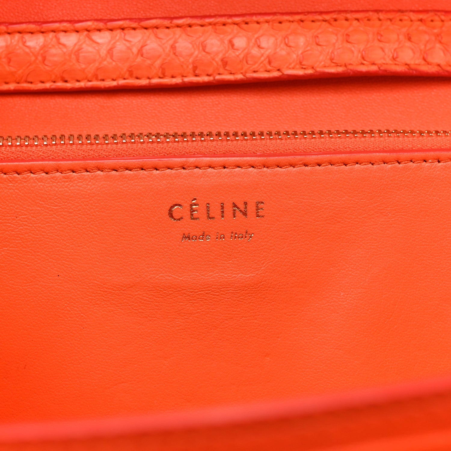 Celine Snakeskin Medium Classic Box Flap Orange 6 of 17