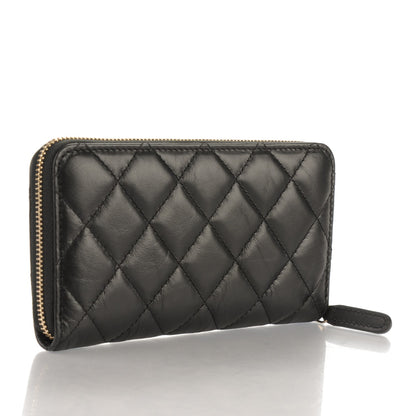Chanel Aged Calfskin Quilted Small Lucky Charms Casino 2.55 Reissue Zip Around Wallet Black 3 of 8