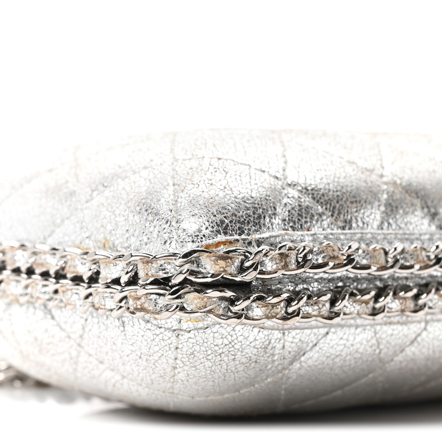 Chanel Metallic Lambskin Small Chain Around Clutch Silver 9 of 10