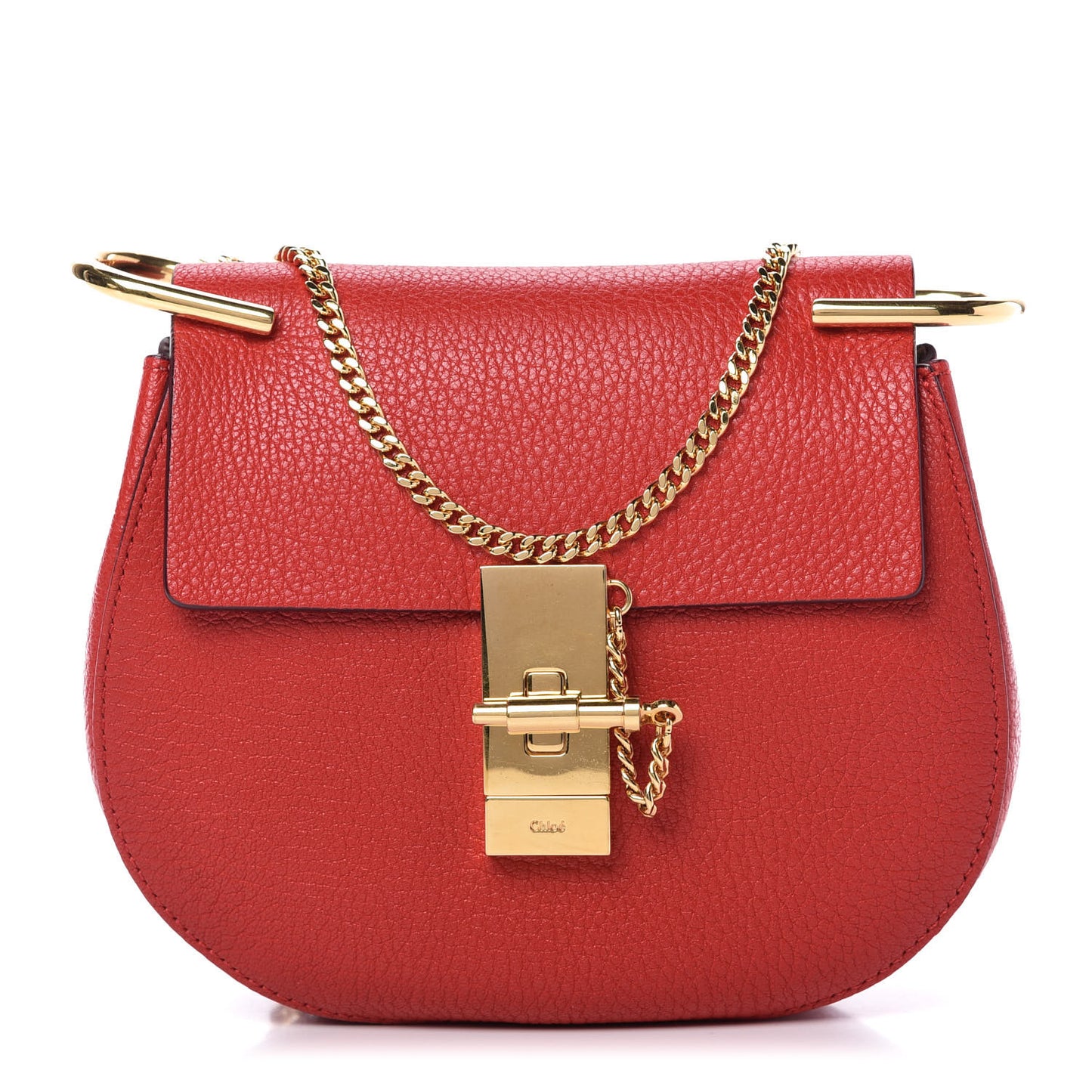 Grained Lambskin Mini Drew Shoulder Bag Plaid Red