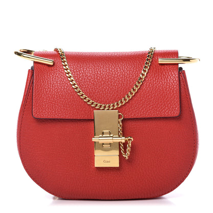 Chloe Grained Lambskin Mini Drew Shoulder Bag Plaid Red 1 of 8
