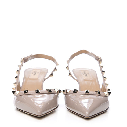 Valentino Garavani Patent Rockstud Half D'Orsay Slingback 50mm Pumps 38 Poudre 2 of 8
