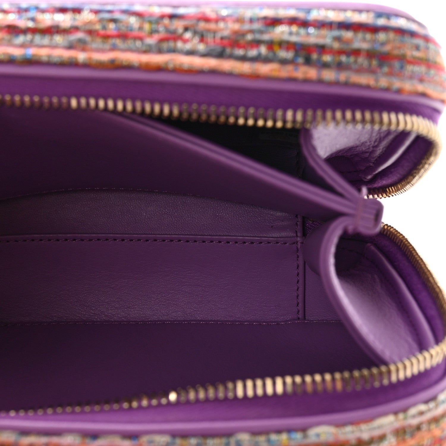 Chanel Tweed Quilted Small CC Filigree Vanity Case Purple Multicolor 5 of 11