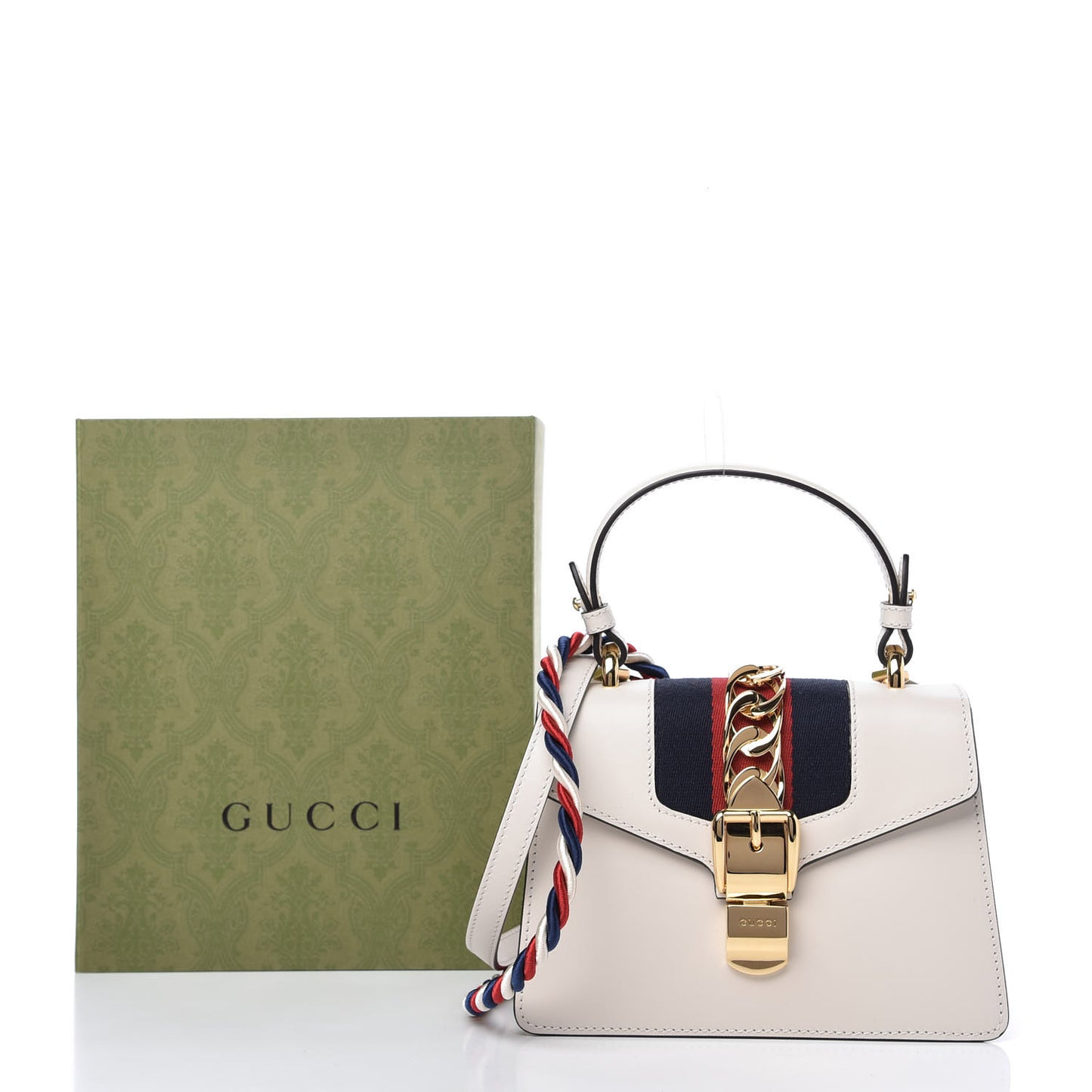 Calfskin Mini Sylvie Top Handle Bag White