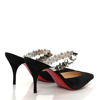 Christian Louboutin Veau Velours Specchio Planet Choc 80 Mule 38 Black 4 of 7