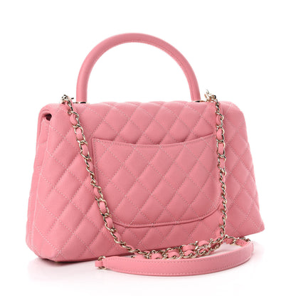 Chanel Caviar Quilted Small Coco Handle Flap Pink 3 of 11
