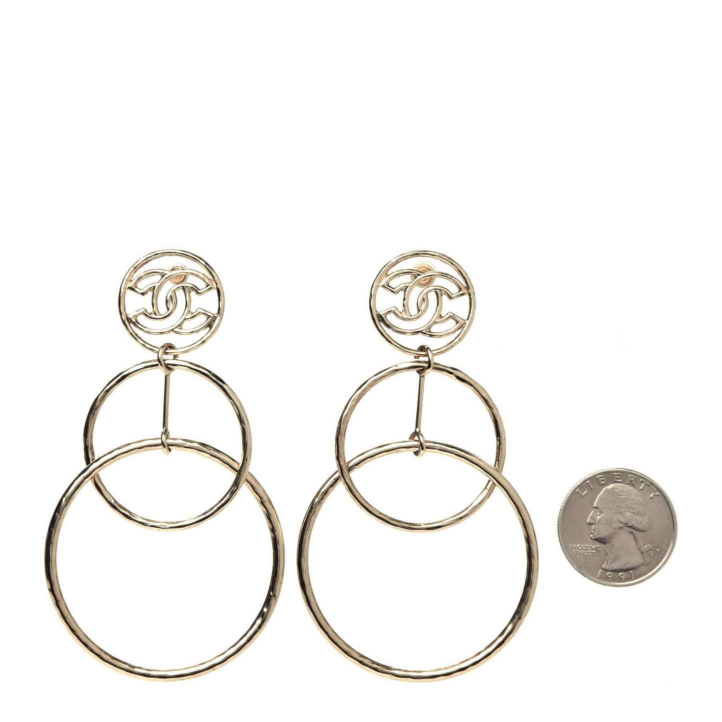 CC Hoop Drop Earrings Gold