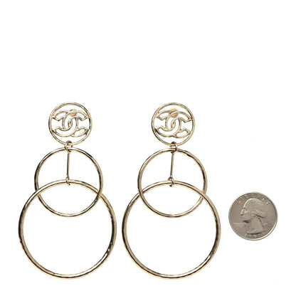 Chanel CC Hoop Drop Earrings Gold 2 of 5