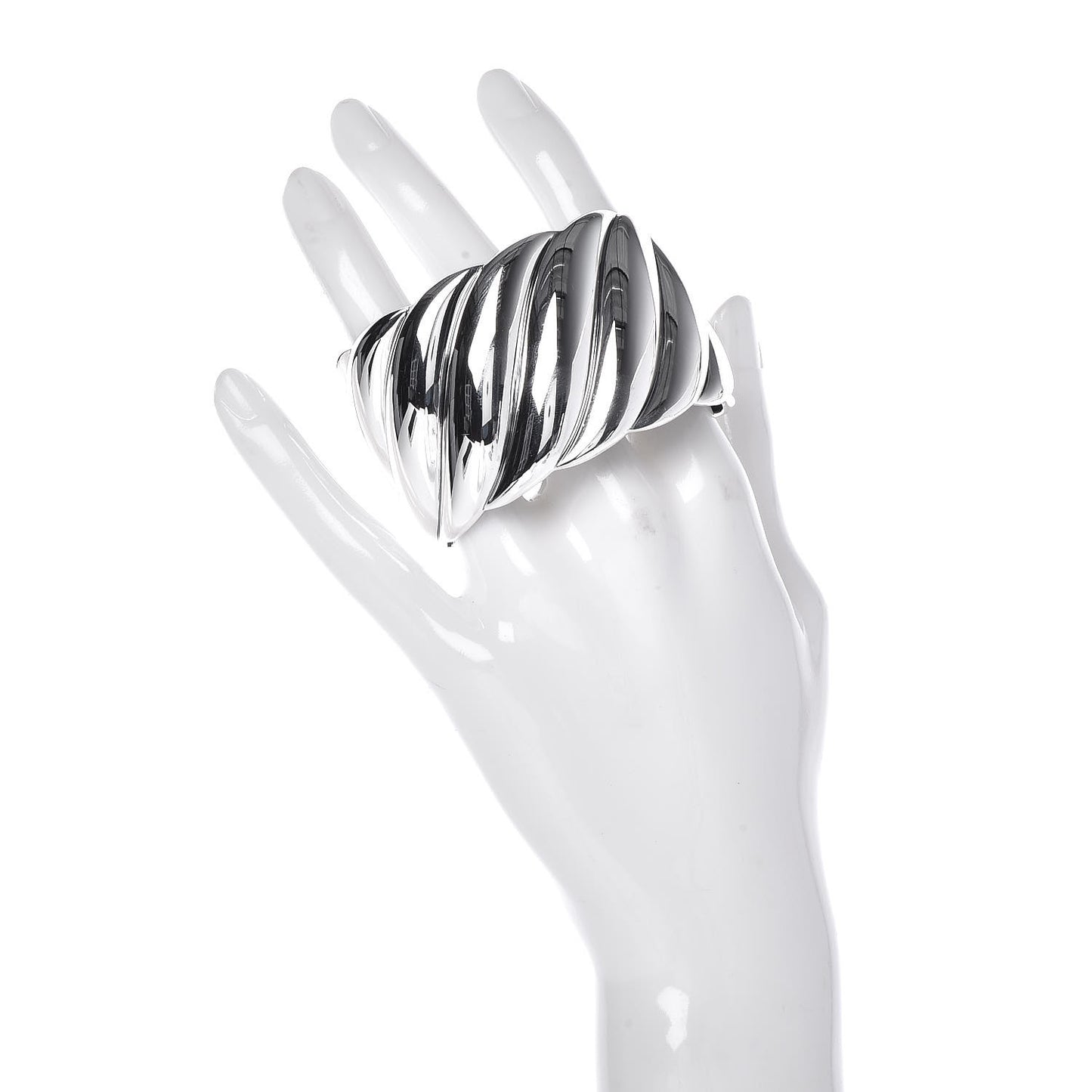 Sterling Silver Wide Sculpted Cable Cuff Bracelet