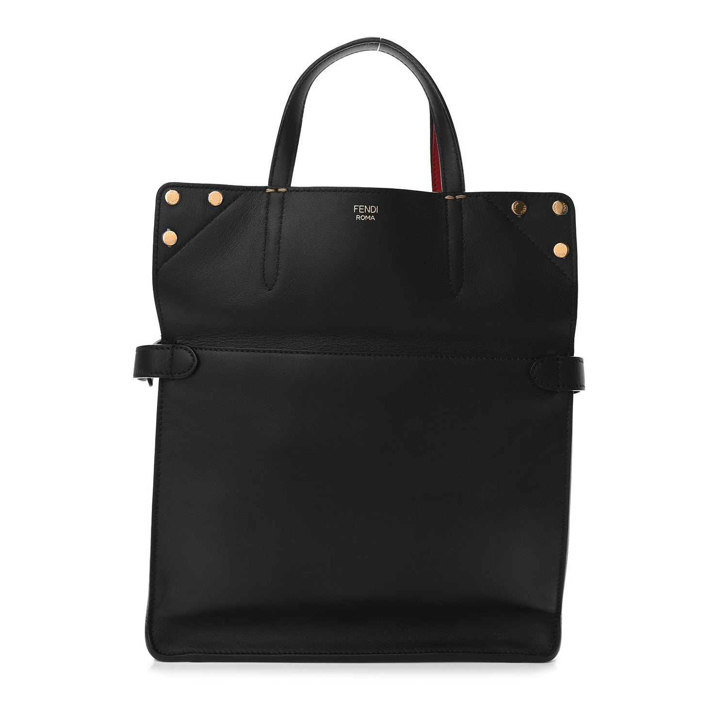 Vitello Grace Suede Small Flip Tote Black Fragola Marrone
