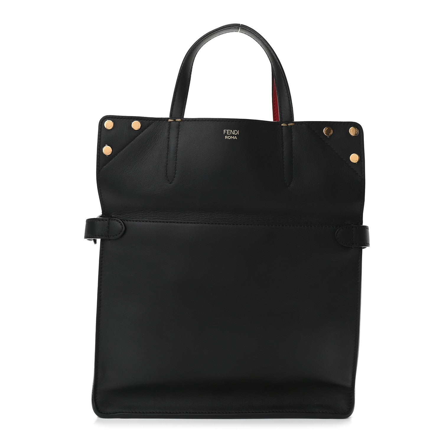 Fendi Vitello Grace Suede Small Flip Tote Black Fragola Marrone 2 of 12