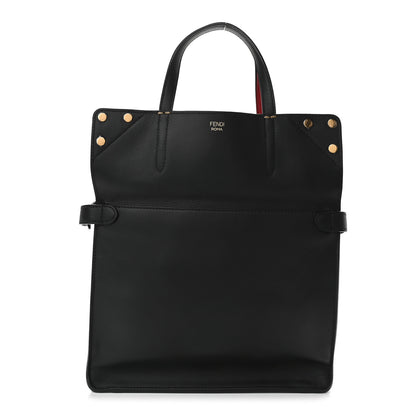 Fendi Vitello Grace Suede Small Flip Tote Black Fragola Marrone 2 of 12