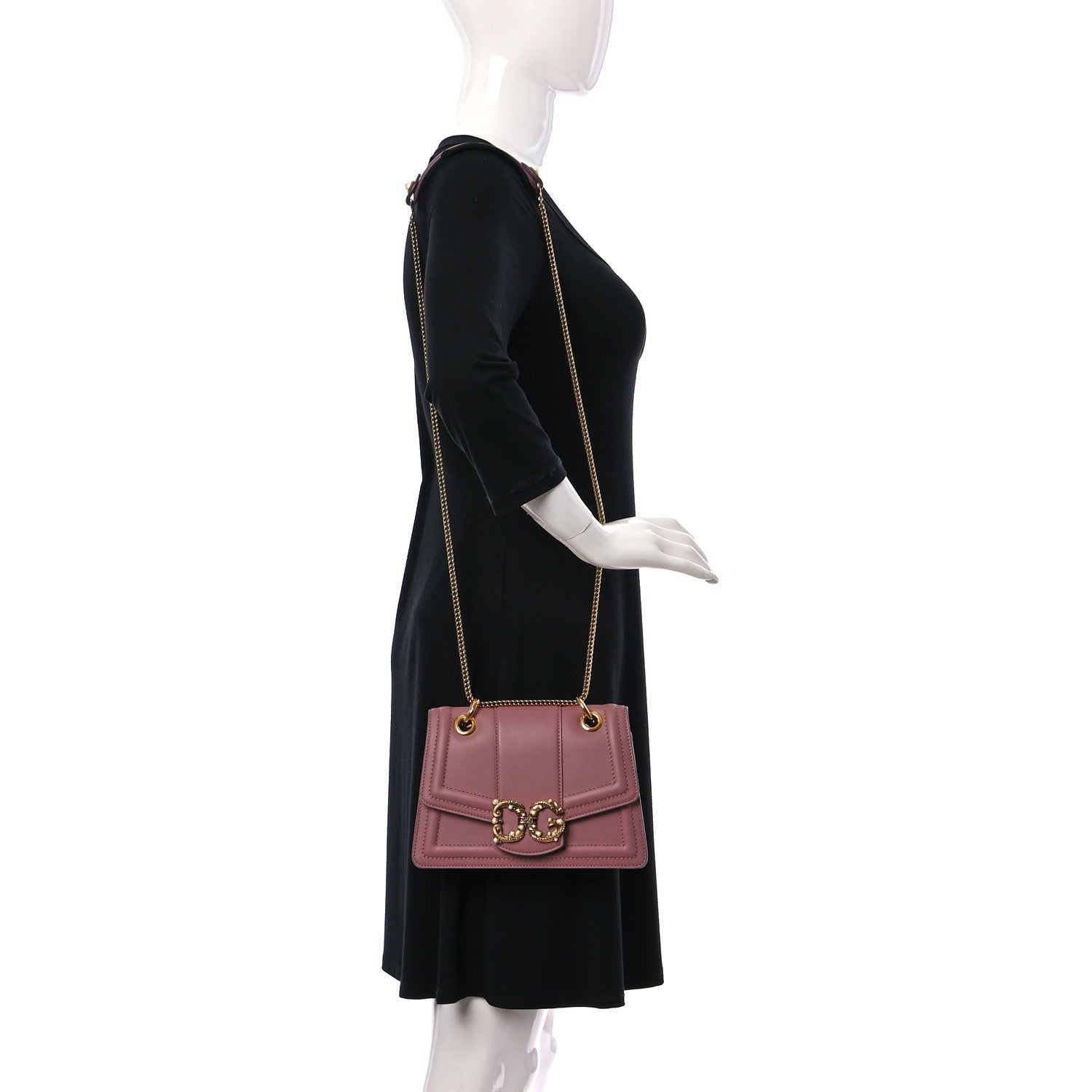 Dolce & Gabbana Smooth Calfskin Small DG Amore Envelope Bag Pink 2 of 10