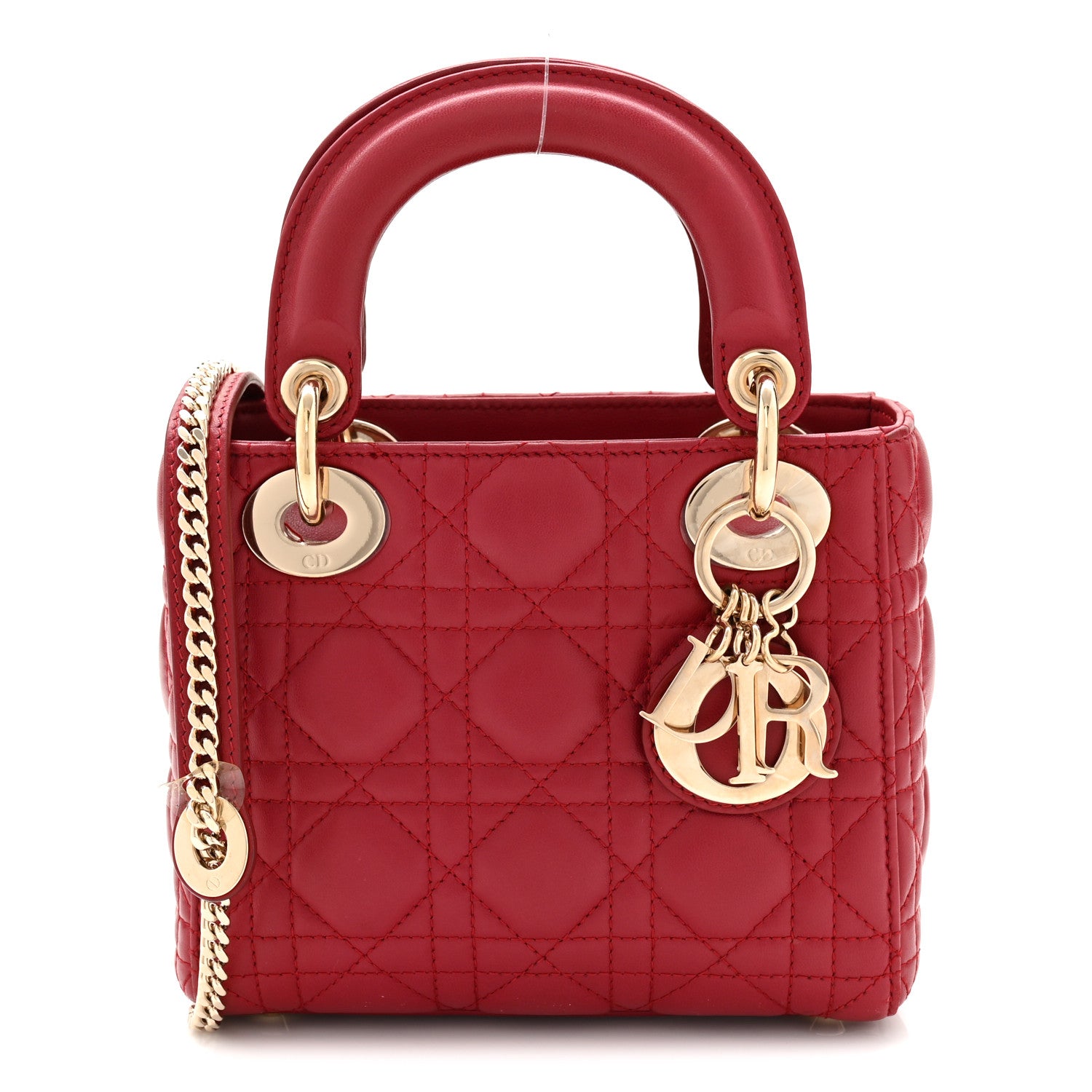Christian Dior Lambskin Cannage Mini Lady Dior Red 1 of 11
