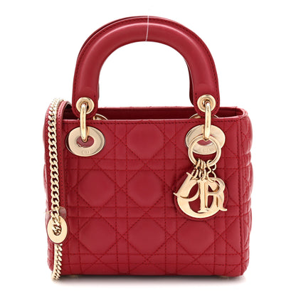 Christian Dior Lambskin Cannage Mini Lady Dior Red 1 of 11