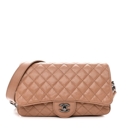Chanel Crumpled Calfskin Quilted Medium Casual Rock Flap Beige 1 of 11
