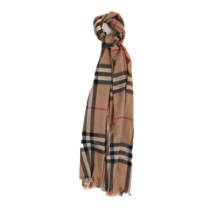 Burberry Wool Silk Gauze Giant Check Lightweight Scarf Archive Beige 1 of 3