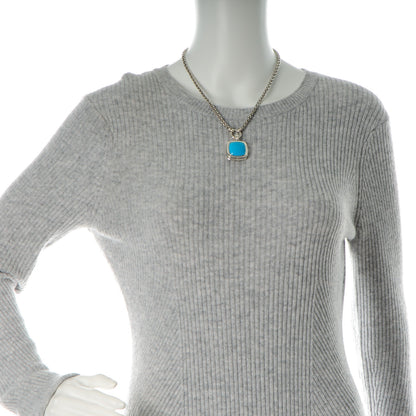 David Yurman Sterling Silver Turquoise Diamond 20mm Albion Single Wheat Chain Necklace 2 of 7
