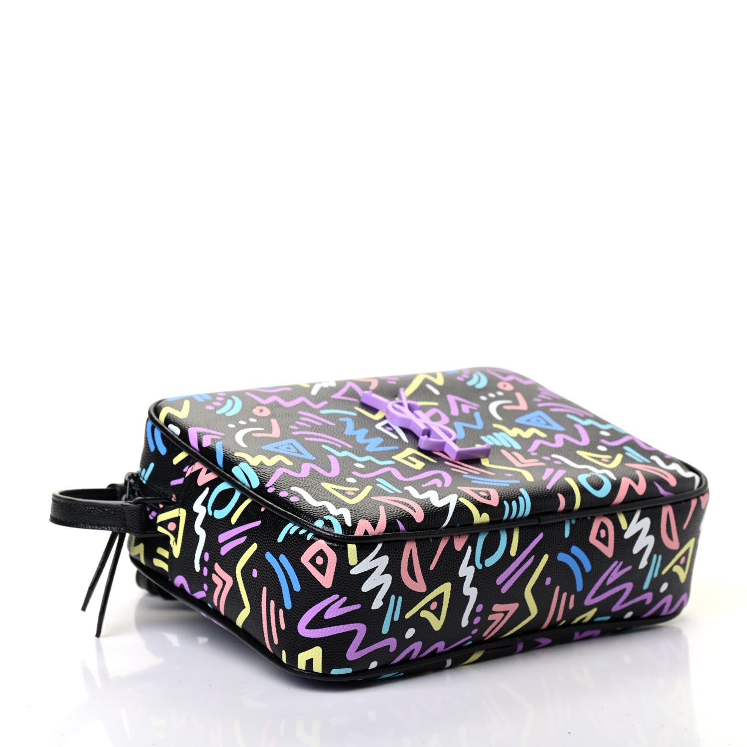 Saint Laurent Grain De Poudre Medium Classic Monogram Multicolor Graphic Print Lou Camera Bag Black 3 of 4