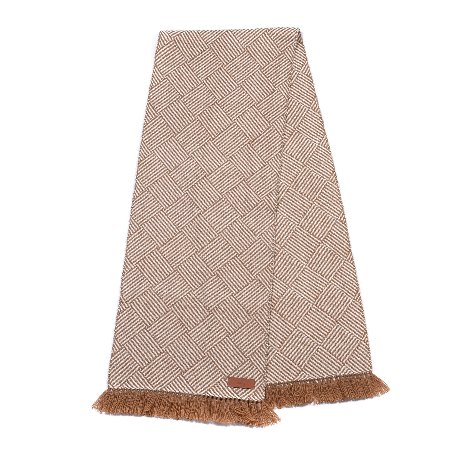 Hermes Cashmere Tile Weave Muffler Camel Ecru 2 of 4